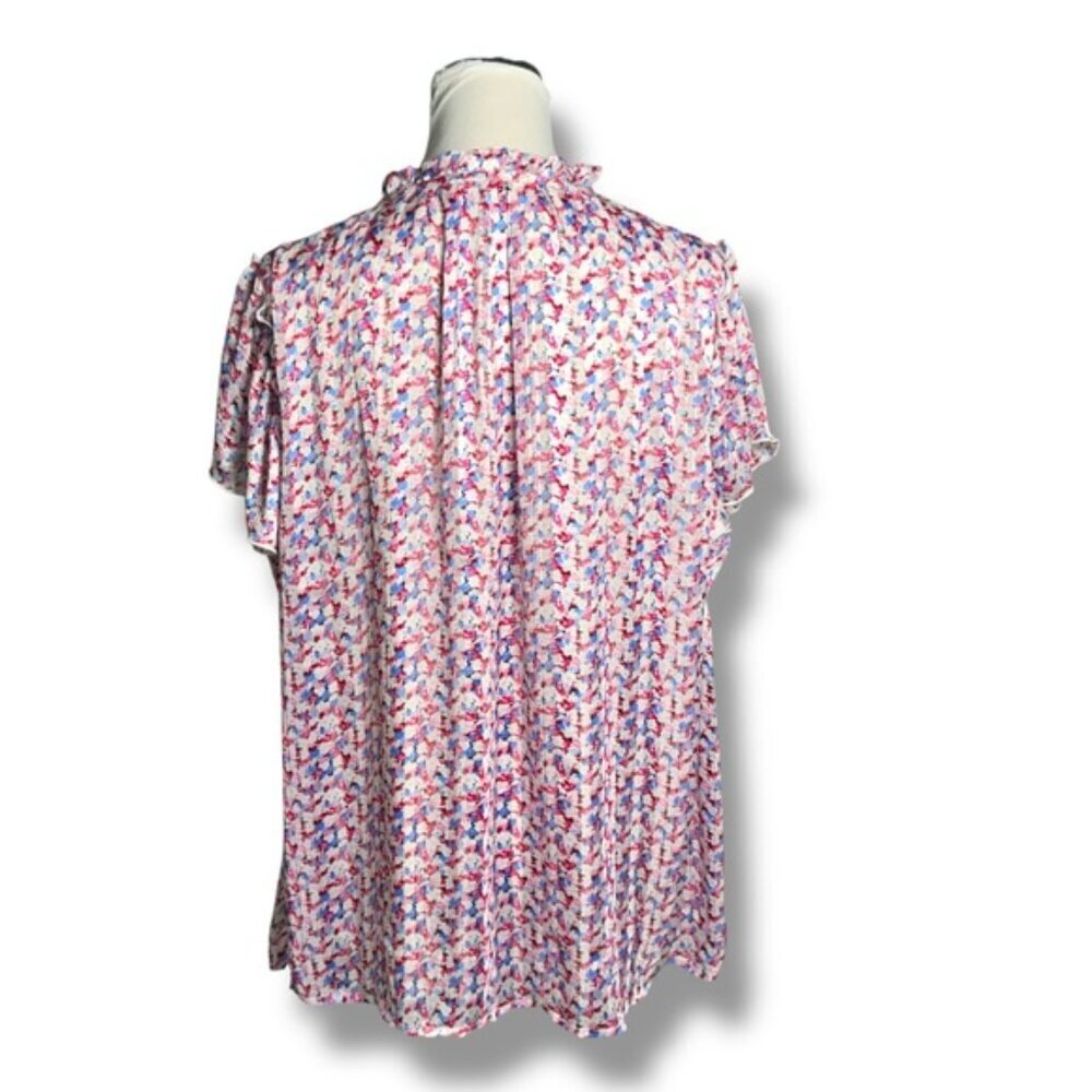 C by One Blouse Flutter Sleeve Summer Top Boho Semitransparent Lined Plus 2X - Picture 3 of 16